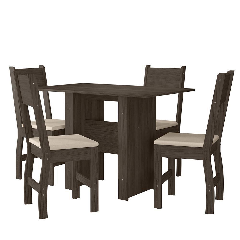 Kit Mesa De Jantar Milano 108x68 Cm Com 4 Cadeiras Milano Amendoa/savana Amendoa/savana - 1