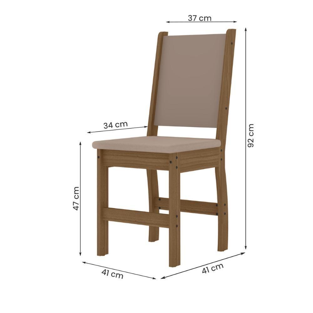 Kit Mesa De Jantar Bellagio 108x68 Cm Com 4 Cadeiras Clara Carvalho/savana - 6