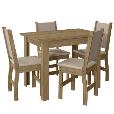 Kit Mesa De Jantar Bellagio 108x68 Cm Com 4 Cadeiras Clara Carvalho/savana