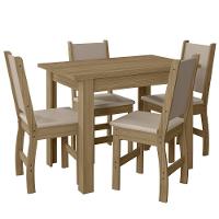 Kit Mesa De Jantar Bellagio 108x68 Cm Com 4 Cadeiras Clara Carvalho/savana - 1