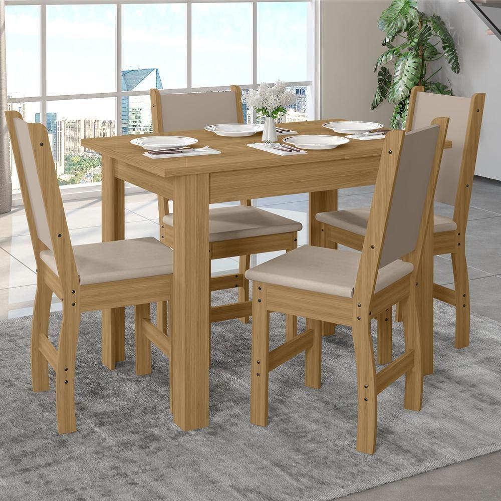 Kit Mesa De Jantar Bellagio 108x68 Cm Com 4 Cadeiras Clara Freijo/savana - 4