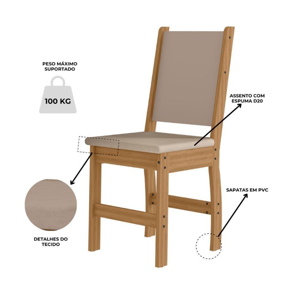 Kit Mesa De Jantar Bellagio 108x68 Cm Com 4 Cadeiras Clara Freijo/off White/savana - 4