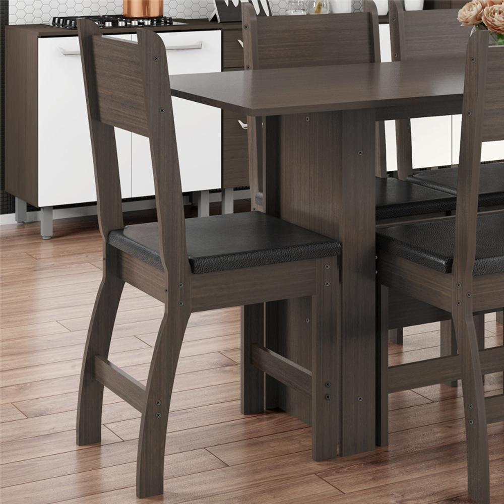 Kit De 4 Cadeiras Milano Com Tecido Em Material Sintetico Amendoa/preto - 2
