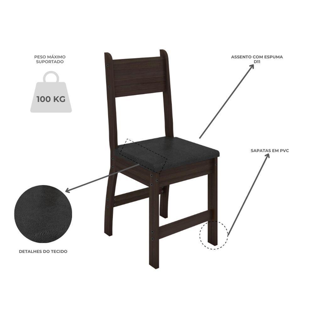 Kit De 4 Cadeiras Milano Com Tecido Em Material Sintetico Amendoa/preto - 3
