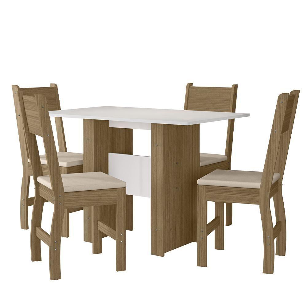 Kit Mesa De Jantar Milano 108x68 Cm Com 4 Cadeiras Milano Carvalho/off White/savana Carvalho/off White/savana - 1