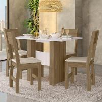 Kit Mesa De Jantar Milano 108x68 Cm Com 4 Cadeiras Milano Carvalho/off White/savana Carvalho/off White/savana - 4