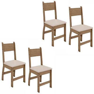 Kit De 4 Cadeiras Milano Com Tecido Em Material Sintetico Carvalho/savana