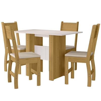 Kit Mesa De Jantar Milano 108x68 Cm Com 4 Cadeiras Milano Freijo/off White/savana Freijo/off White/savana