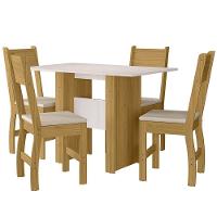 Kit Mesa De Jantar Milano 108x68 Cm Com 4 Cadeiras Milano Freijo/off White/savana Freijo/off White/savana - 1