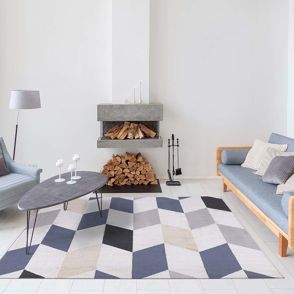 Tapete Para Sala Nilo 02 Azul E Bege 3,00x4,00m - Edantex - 2