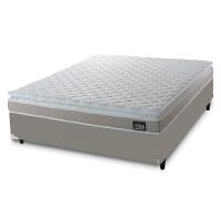 Cama Box Casal Queen Colchão Espuma D33 Pillow Top Millenium 158x198x57cm Suede Bege/branco Hellen - 1
