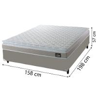 Cama Box Casal Queen Colchão Espuma D33 Pillow Top Millenium 158x198x57cm Suede Bege/branco Hellen