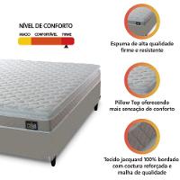 Cama Box Casal Queen Colchão Espuma D33 Pillow Top Millenium 158x198x57cm Suede Bege/branco Hellen - 5