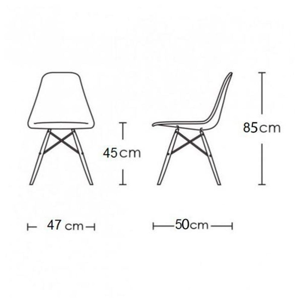 Conjunto De Mesa De Jantar Eames Eiffel Quadrada 90cm Tampo De Madeira Branco Com 4 Cadeiras Brancas - 5