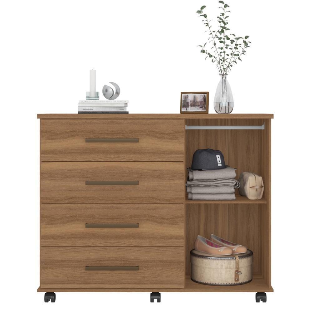 Cômoda 4 Gavetas 1 Porta Com Rodizios Flora Amêndola Touch - 3