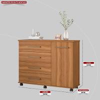 Cômoda 4 Gavetas 1 Porta Com Rodizios Flora Amêndola Touch - 2