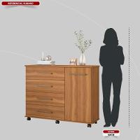 Cômoda 4 Gavetas 1 Porta Com Rodizios Flora Amêndola Touch