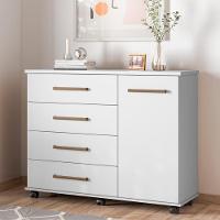 Cômoda 4 Gavetas 1 Porta Com Rodizios Flora Branco - 2