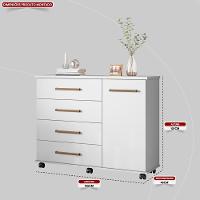 Cômoda 4 Gavetas 1 Porta Com Rodizios Flora Branco - 3