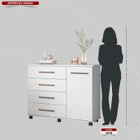 Cômoda 4 Gavetas 1 Porta Com Rodizios Flora Branco - 5