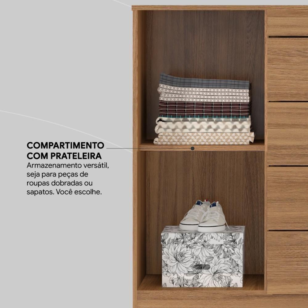 Cômoda 4 Gavetas 1 Porta Com Rodizios Montevidéu Amêndola Touch - 8