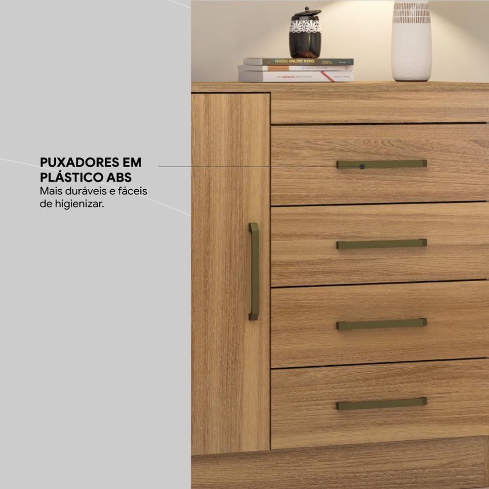 Cômoda 4 Gavetas 1 Porta Com Rodizios Montevidéu Amêndola Touch - 9