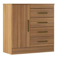 Cômoda 4 Gavetas 1 Porta Com Rodizios Montevidéu Amêndola Touch - 1