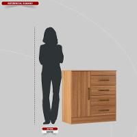 Cômoda 4 Gavetas 1 Porta Com Rodizios Montevidéu Amêndola Touch - 5