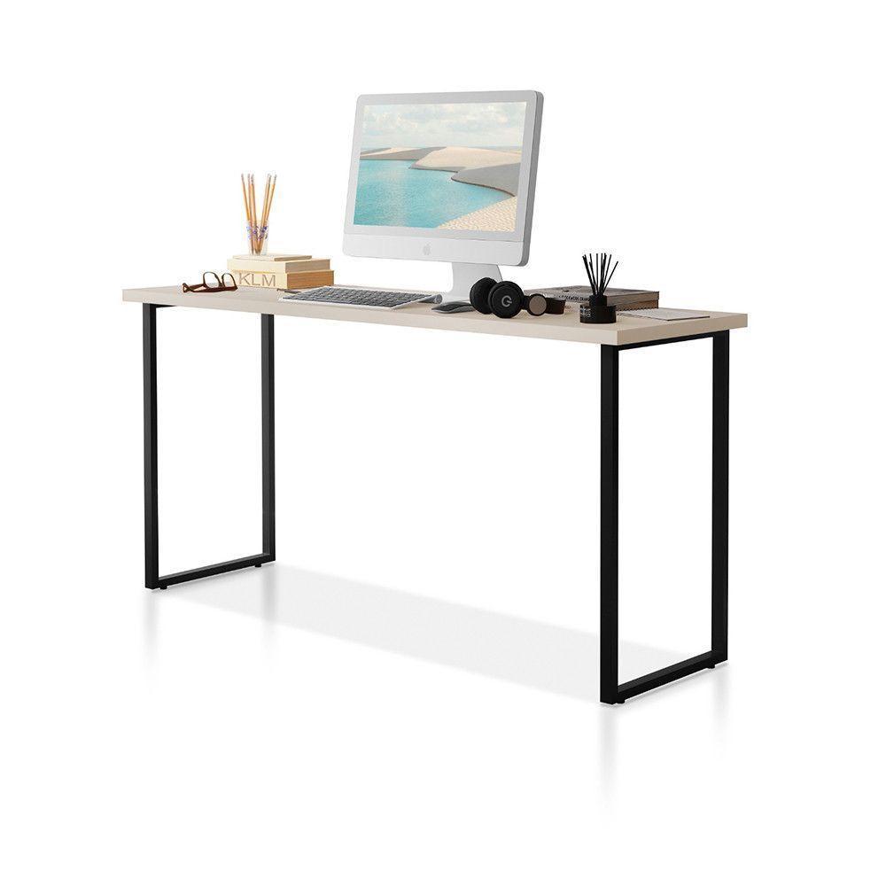 Escrivaninha Mesa Office Estilo Industrial 120cm Klm Store Preto Com Off White - 1