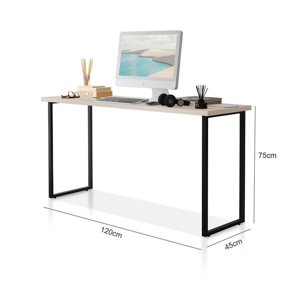 Escrivaninha Mesa Office Estilo Industrial 120cm Klm Store Preto Com Off White - 2
