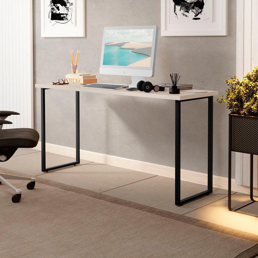 Escrivaninha Mesa Office Estilo Industrial 120cm Klm Store Preto Com Off White - 3