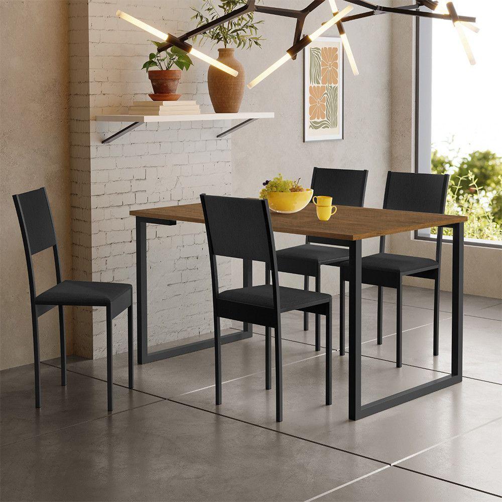Conjunto De Mesa De Jantar Com 4 Cadeiras Klm Store Imbuia/ Preto - 3