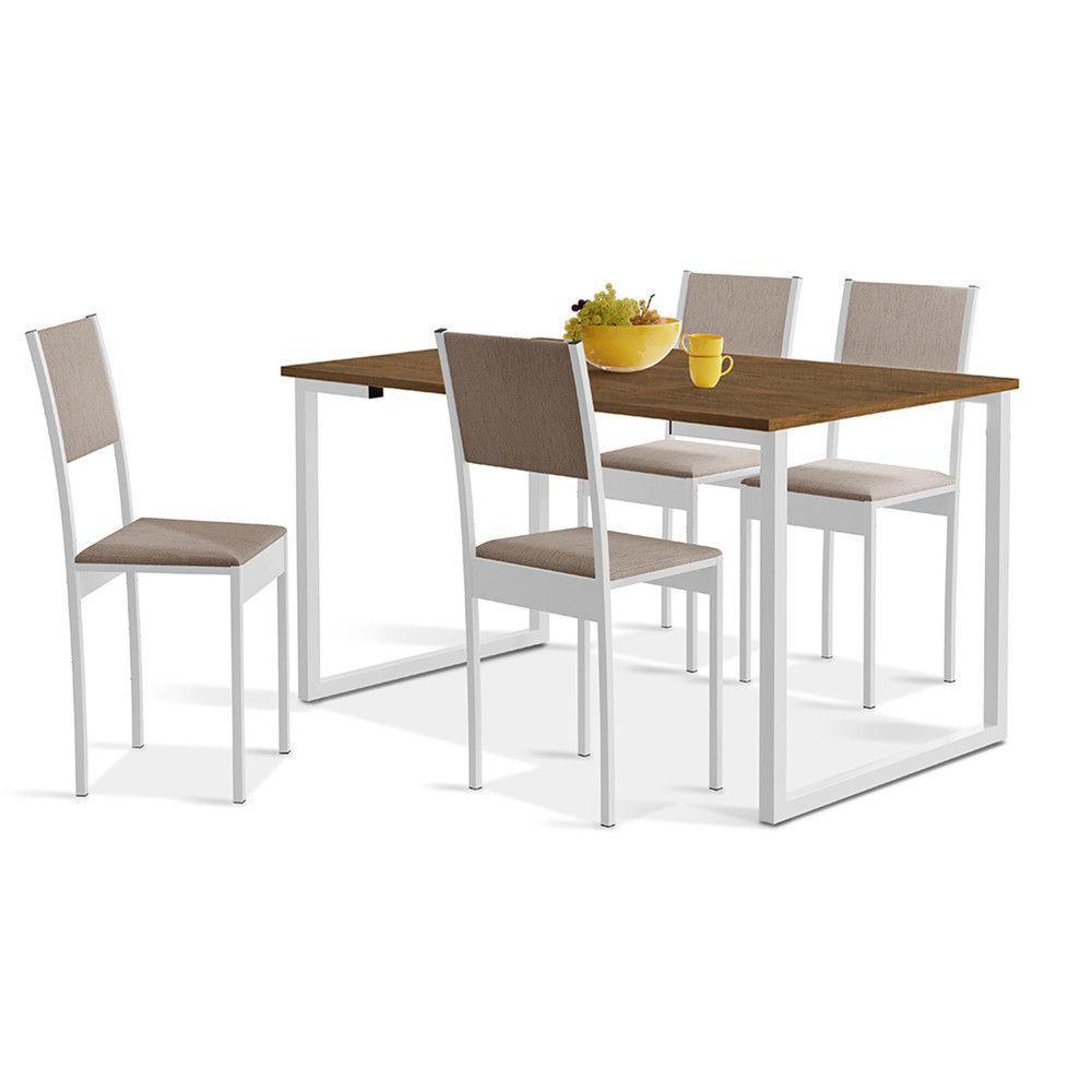 Conjunto De Mesa De Jantar Com 4 Cadeiras Klm Store Imbuia/ Branco - 1