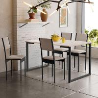 Conjunto De Mesa De Jantar Com 4 Cadeiras Klm Store Preto Com Off White - 3