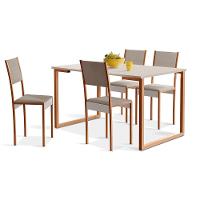 Conjunto De Mesa De Jantar Com 4 Cadeiras Klm Store Cobre Com Off White - 1