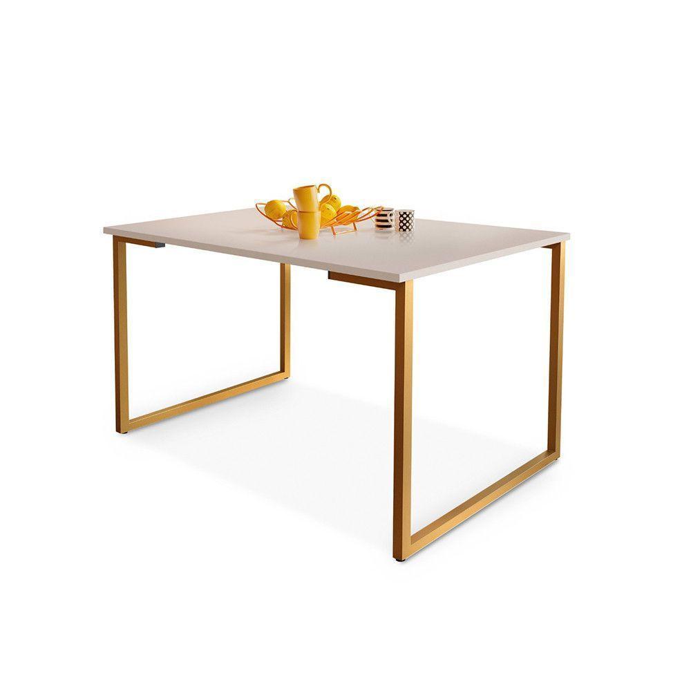 Mesa De Jantar Para 4 Lugares Em Mdf 20mm Klm Store Bronze Com Off White - 1