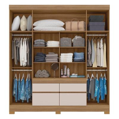 Guarda Roupa Casal Bilbao 4 Portas de Giro 4 Gavetas Amêndola Touch-Off White