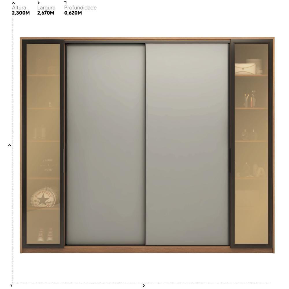 Guarda Roupa Casal 4 Portas Vidro Reflecta E 4 Gavetas Laredo Amêndola-nude Prime Tx - 2