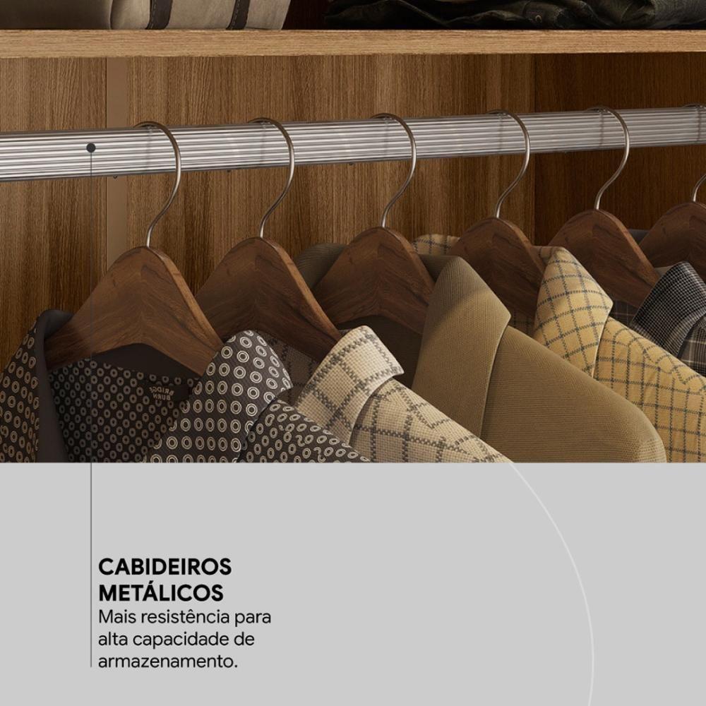 Guarda Roupa Solteiro 4 Portas Com Espelho E 2 Gavetas Loanda Amêndola Touch - 8