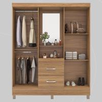 Guarda Roupa Solteiro 4 Portas Com Espelho E 2 Gavetas Loanda Amêndola Touch - 3