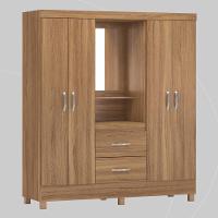 Guarda Roupa Solteiro 4 Portas Com Espelho E 2 Gavetas Loanda Amêndola Touch - 9