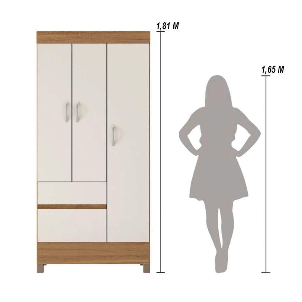 Guarda Roupa Solteiro 3 Portas E 2 Gavetas Castro Amêndola Touch-off White - 4