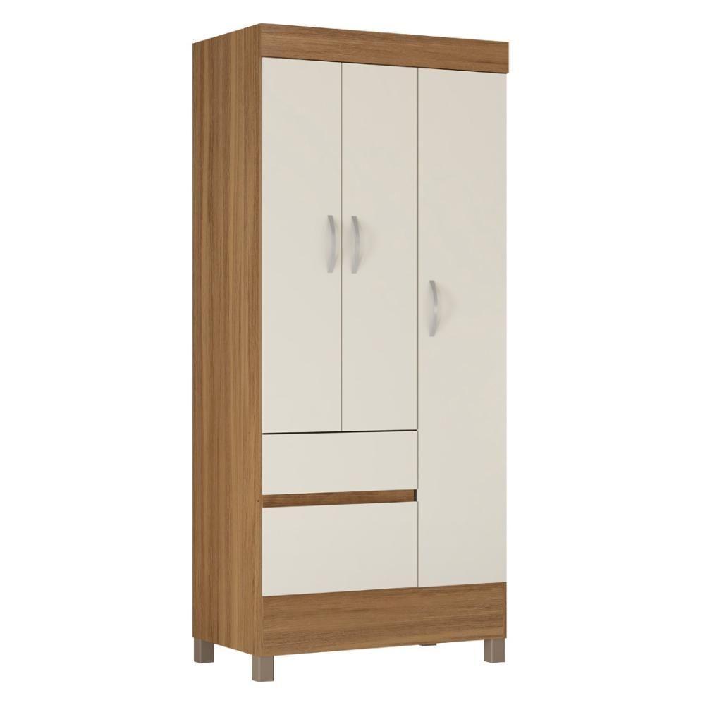 Guarda Roupa Solteiro 3 Portas E 2 Gavetas Castro Amêndola Touch-off White - 8