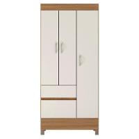 Guarda Roupa Solteiro 3 Portas E 2 Gavetas Castro Amêndola Touch-off White - 6