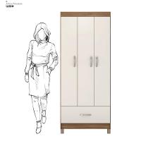 Guarda Roupa Solteiro 3 Portas E 1 Gaveta Realeza Amêndola Touch-off White