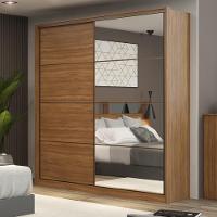 Guarda Roupa Casal 2 Portas Com Espelho E 3 Gavetas Belga Amêndola-grafito Amêndola-grafito - 1