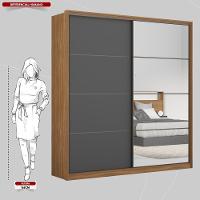 Guarda Roupa Casal 2 Portas Com Espelho E 3 Gavetas Belga Amêndola-grafito Amêndola-grafito - 10