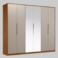 Guarda Roupa Casal 6 Portas Com Espelho E 6 Gavetas Atrice Nogueira nude Prime Tx