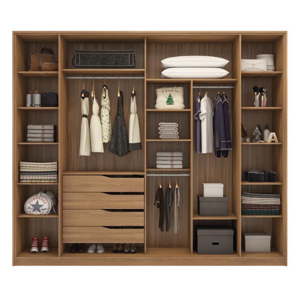 Guarda Roupa Casal 4 Portas Com Espelho E 4 Gavetas Laredo Amêndola-nude Prime Tx - 3
