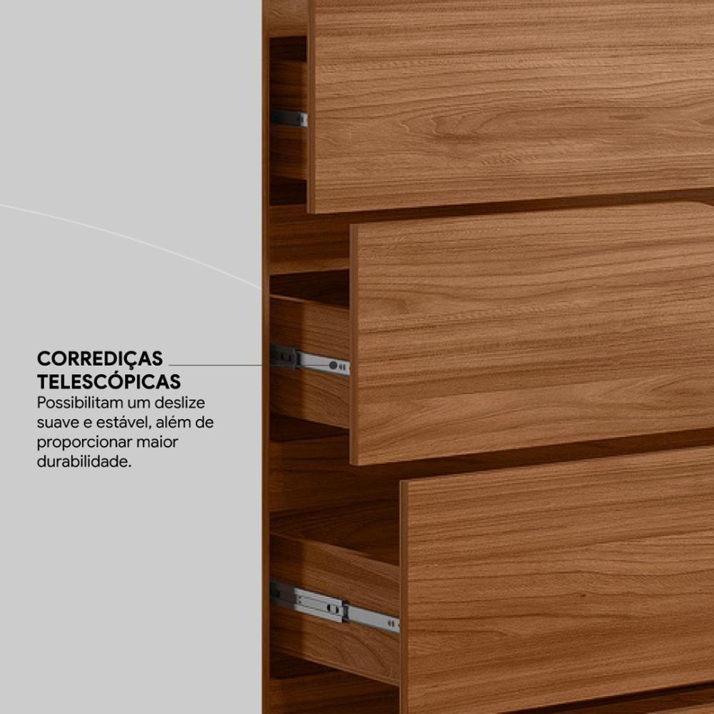 Guarda Roupa Casal 6 Portas Com Ripado E Com Espelho 6 Gavetas Atrice Nogueira Touch - 6